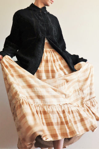 1900s Plaid Antique Cotton Skirt