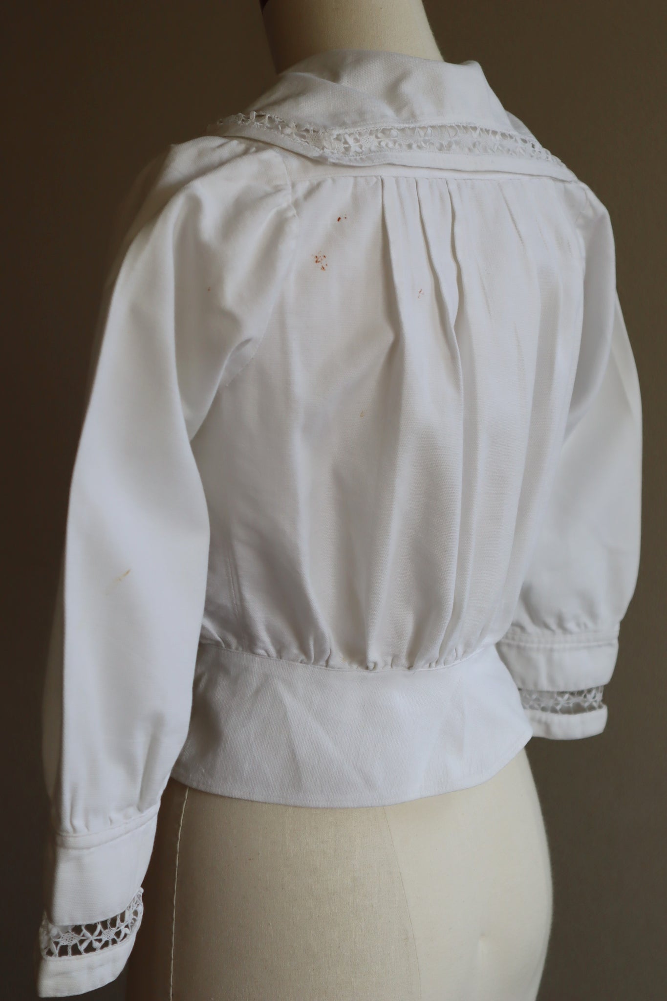 1910s French Hand Made  Crochet Lace Cotton Blouse