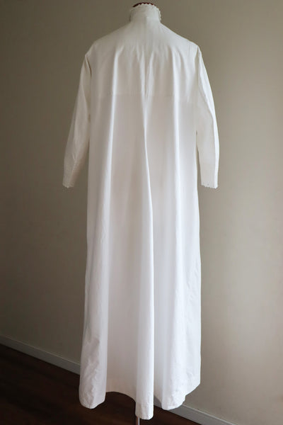 1900s Hand Embroidery Beautiful Tuck Design White Cotton Long Dress Size S