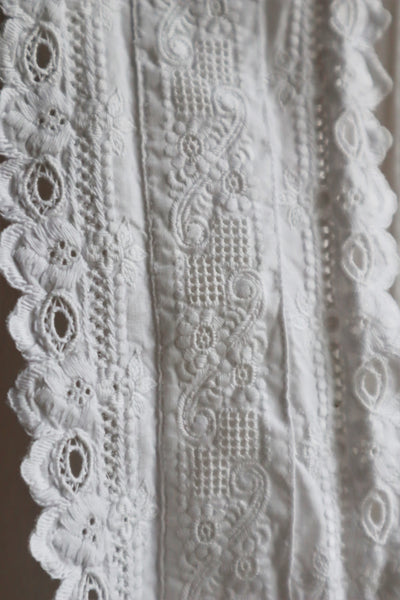 1900s Hand Embroidery Beautiful Tuck Design White Cotton Long Dress Size S