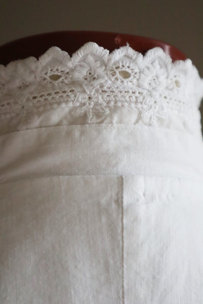 1900s Hand Embroidery Beautiful Tuck Design White Cotton Long Dress Size S