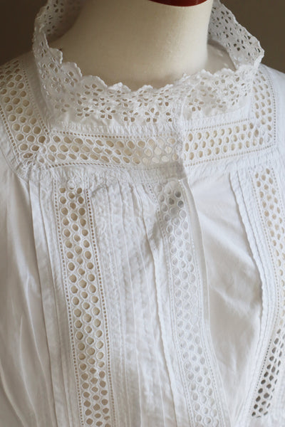 1900s Edwardian Broderie Anglaise Lace Dress