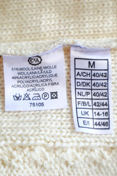 80s~90s Holland Flower Embroidered Wool Knit Cardigan