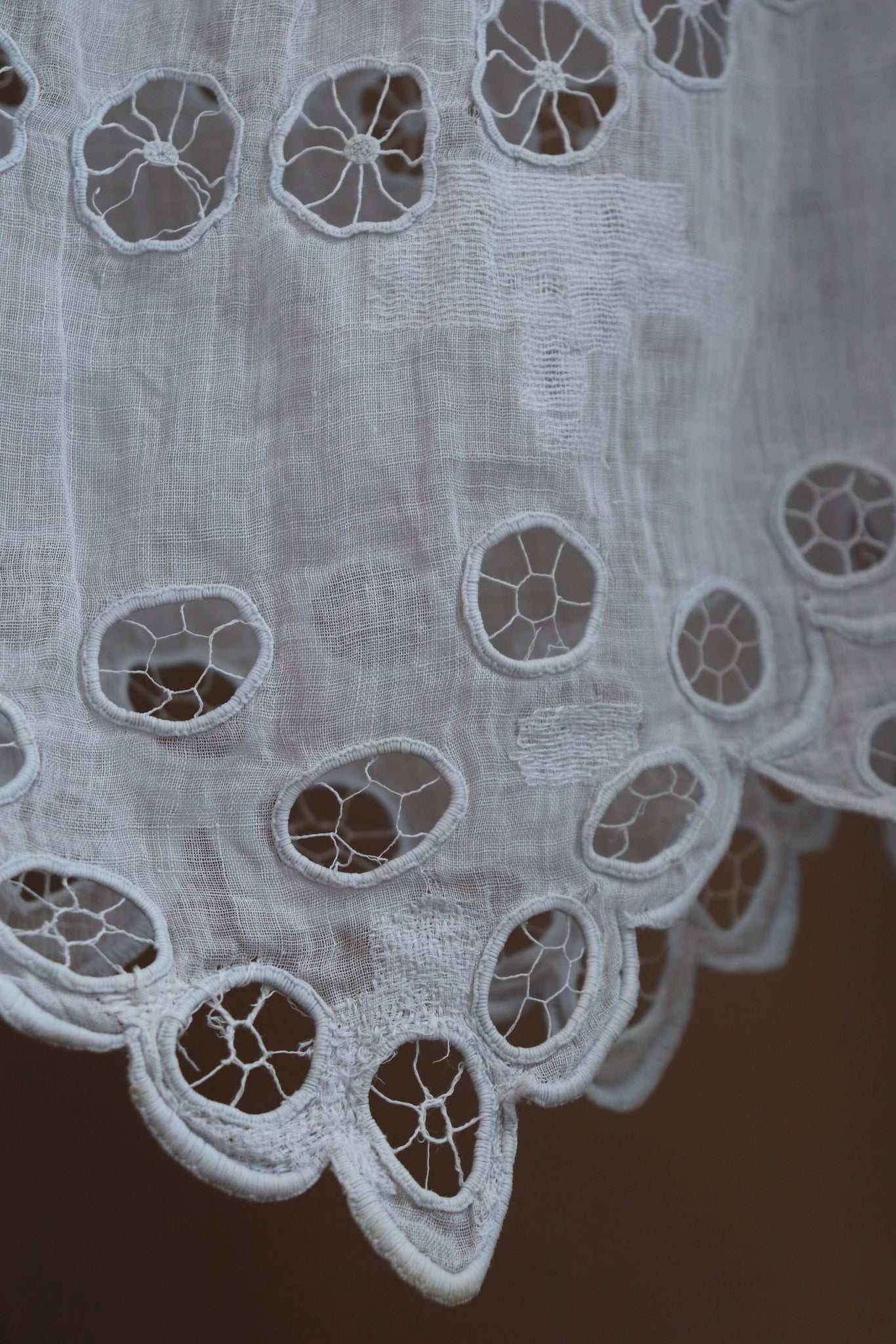 Antique Church Tunic Dress Gauze Hand Embroidery