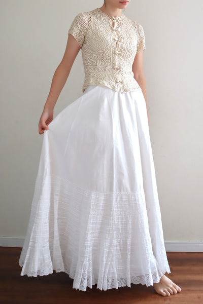 1910s Thin Cotton Wide Lace Beautiful Skirt