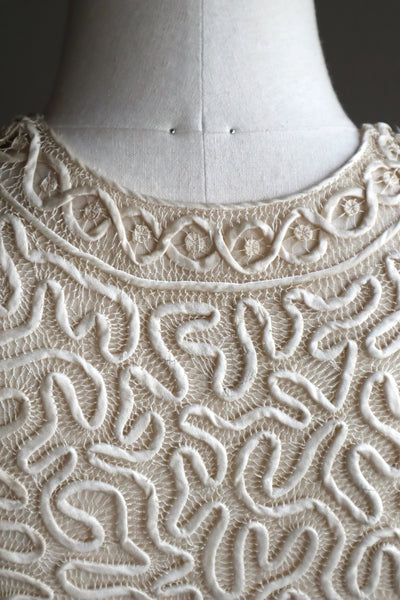 1930s Hand Stitched Silk Tape Lace Blouse