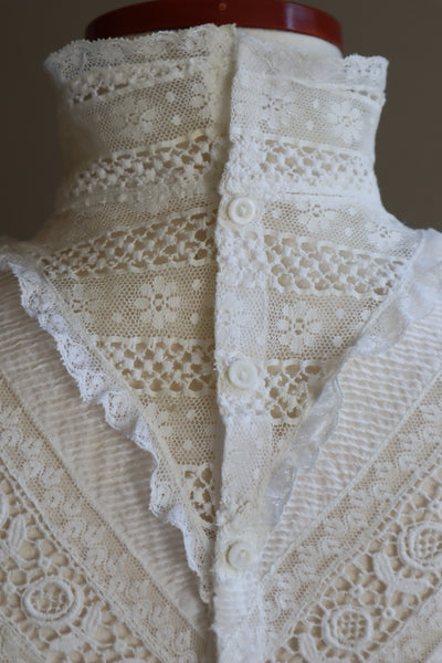 1900s Victorian White Cotton Lace Blouse