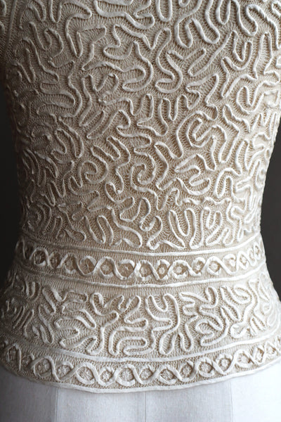 1930s Hand Stitched Silk Tape Lace Blouse