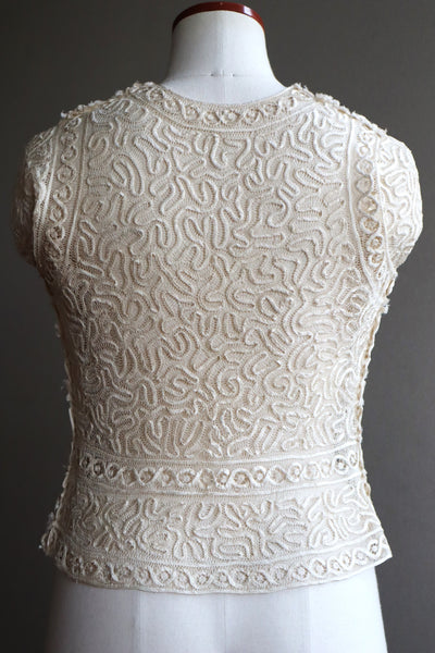 1930s Hand Stitched Silk Tape Lace Blouse