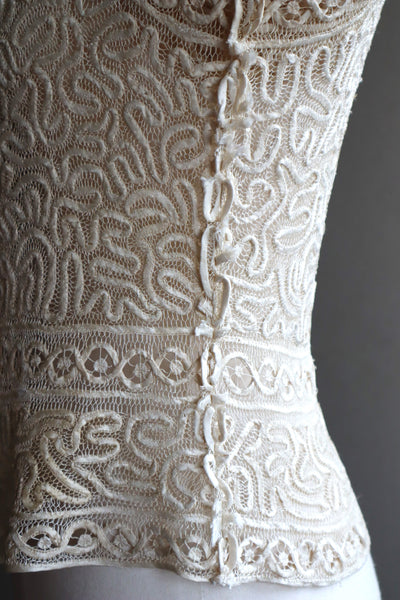 1930s Hand Stitched Silk Tape Lace Blouse