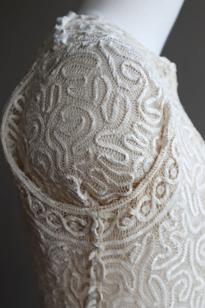 1930s Hand Stitched Silk Tape Lace Blouse