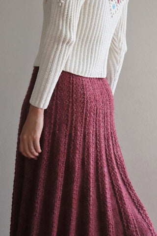 Vintage Knit Skirt Wine Red