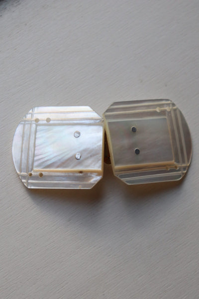 1930s Small Carved Mother Of Pearl Buckle