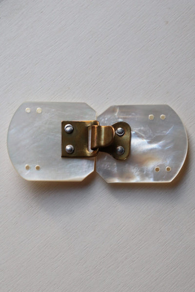 1930s Small Carved Mother Of Pearl Buckle