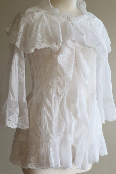 Late 1800s French Frilled Lace Lovely Blouse