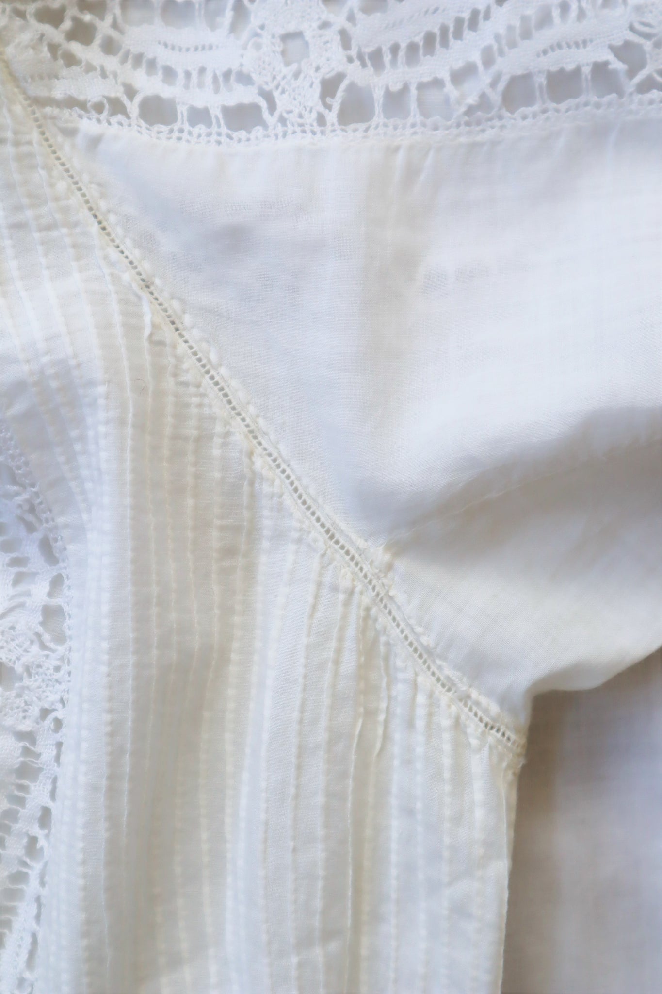 1910s Edwardian White Lawn Cotton Lace Dress