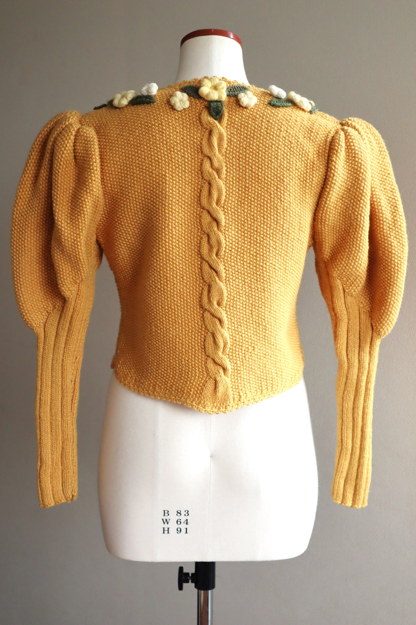 80s Hand Knit Mustard Yellow Wool Austrian Cardigan