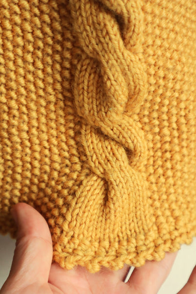 80s Hand Knit Mustard Yellow Wool Austrian Cardigan