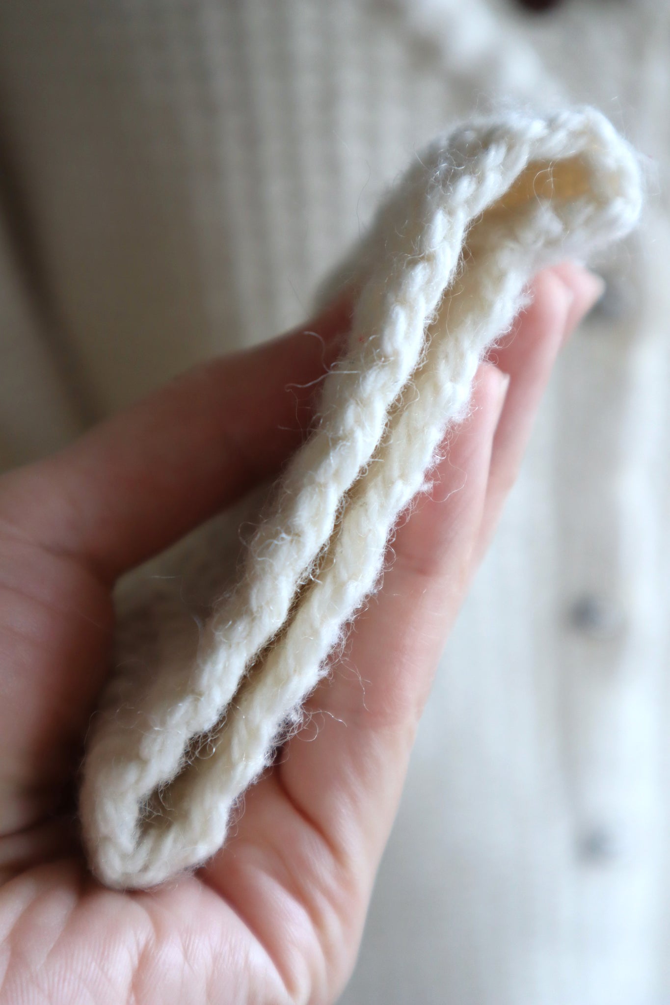 80s Hand Knit Off White Wool Puff Sleeve Austrian Cardigan