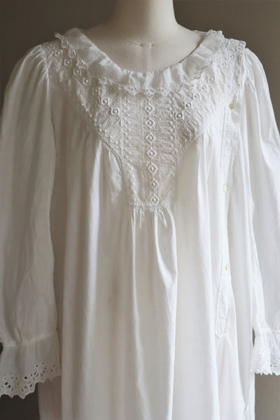 1910s Broderie Anglaise Side Front Closure Dress