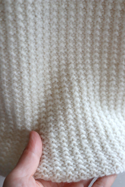 80s Hand Knit Off White Wool Puff Sleeve Austrian Cardigan