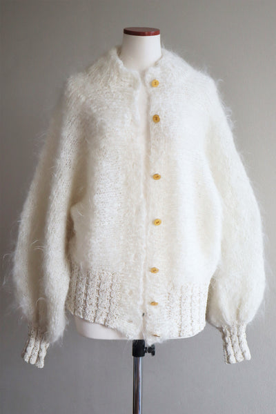 80s White Mohair Cardigan