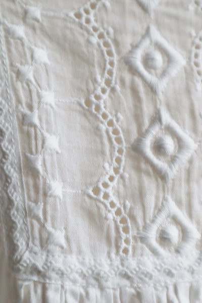 1910s Broderie Anglaise Side Front Closure Dress