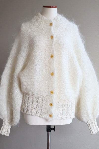 80s White Mohair Cardigan