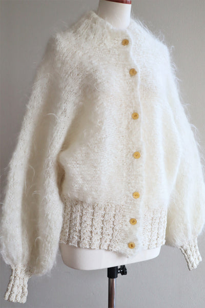 80s White Mohair Cardigan