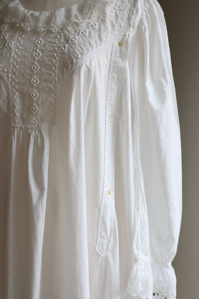 1910s Broderie Anglaise Side Front Closure Dress