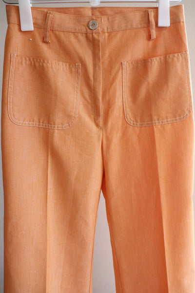 70s High Waist Orange Flares Pants