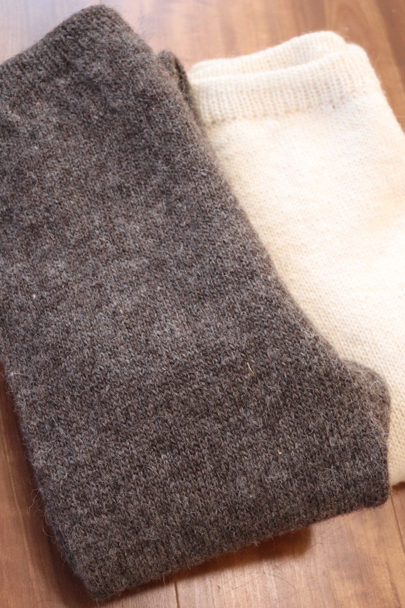 Hand Knit High-Quality Sheep Wool Leggings Brown