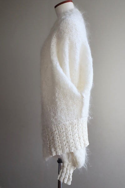 80s White Mohair Cardigan