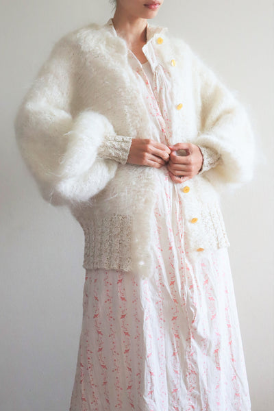 80s White Mohair Cardigan