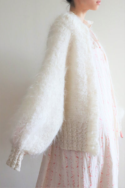 80s White Mohair Cardigan