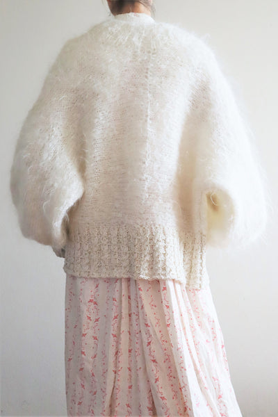 80s White Mohair Cardigan