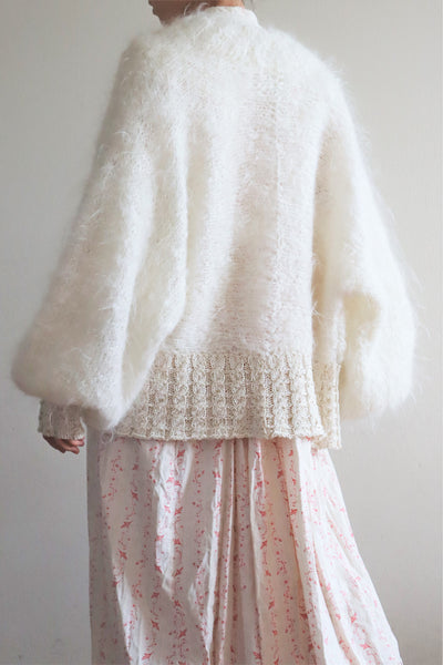 80s White Mohair Cardigan