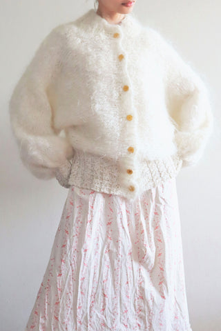 80s White Mohair Cardigan