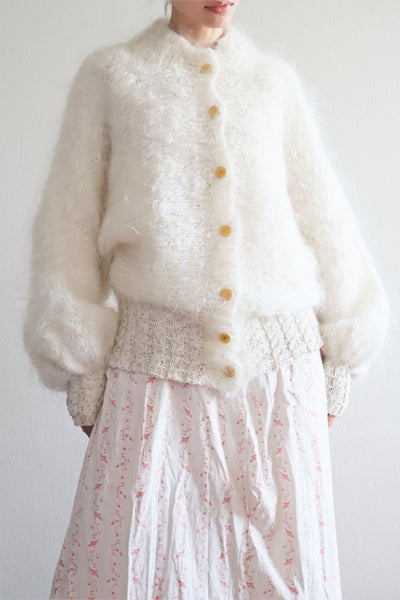 80s White Mohair Cardigan