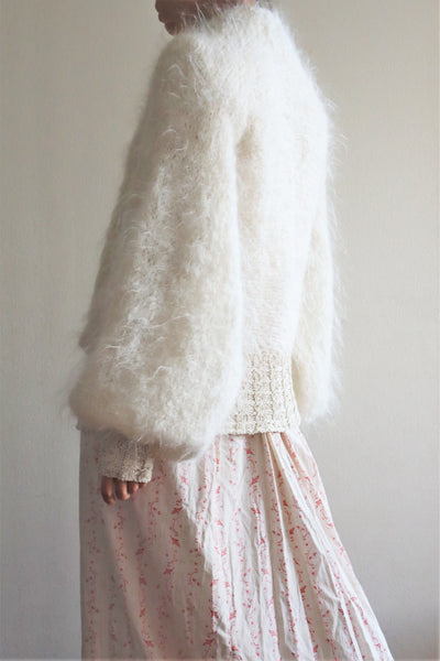 80s White Mohair Cardigan