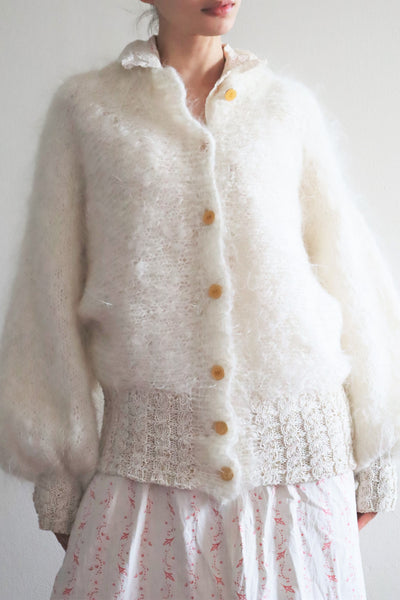 80s White Mohair Cardigan