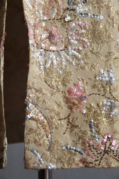 60s Pink Gold Beads Sequin Tube Top Dress