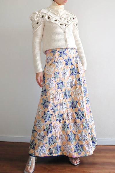 80s Hand Knit Off White Wool Puff Sleeve Austrian Cardigan