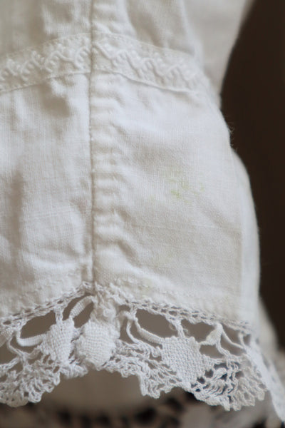 1900s Bobbin Lace Frill Collar White Cotton Blouse