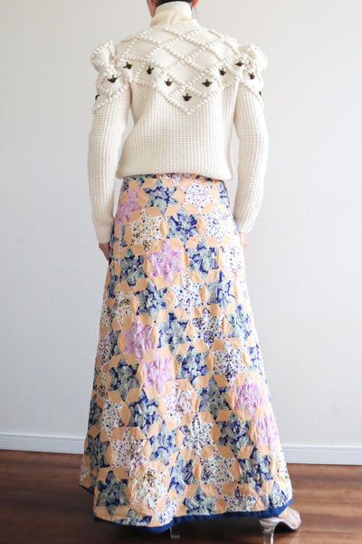 80s Hand Knit Off White Wool Puff Sleeve Austrian Cardigan
