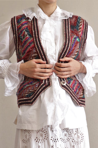 80s Italy Quilted Knit Patchwork Vest