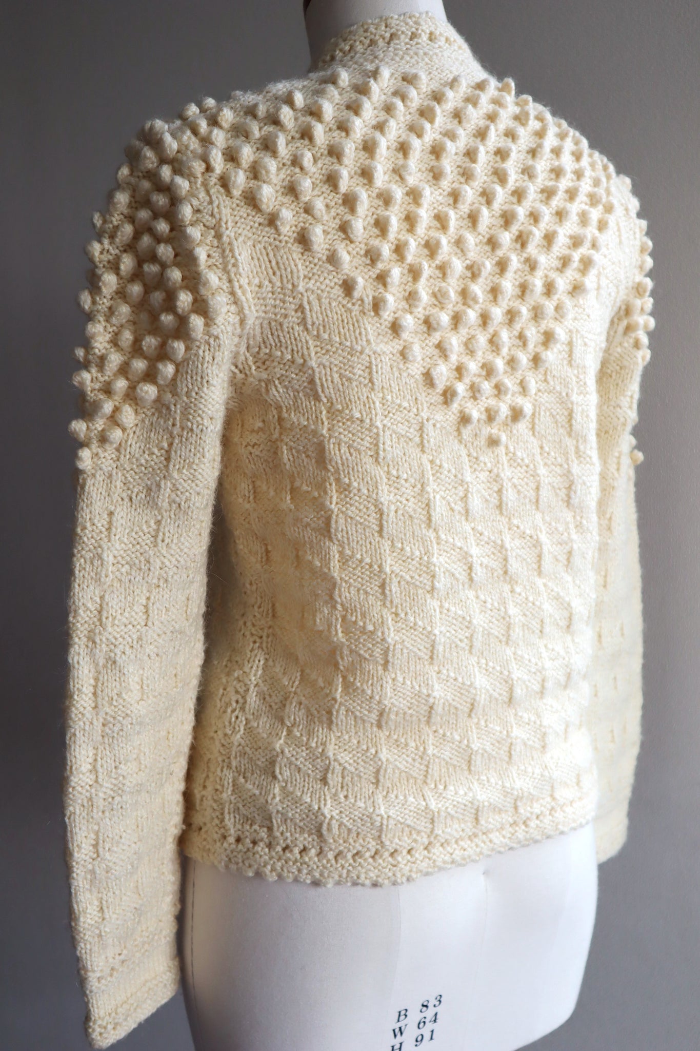 70s Hand Knit Pale Cream Soft Wool Austrian Cardigan